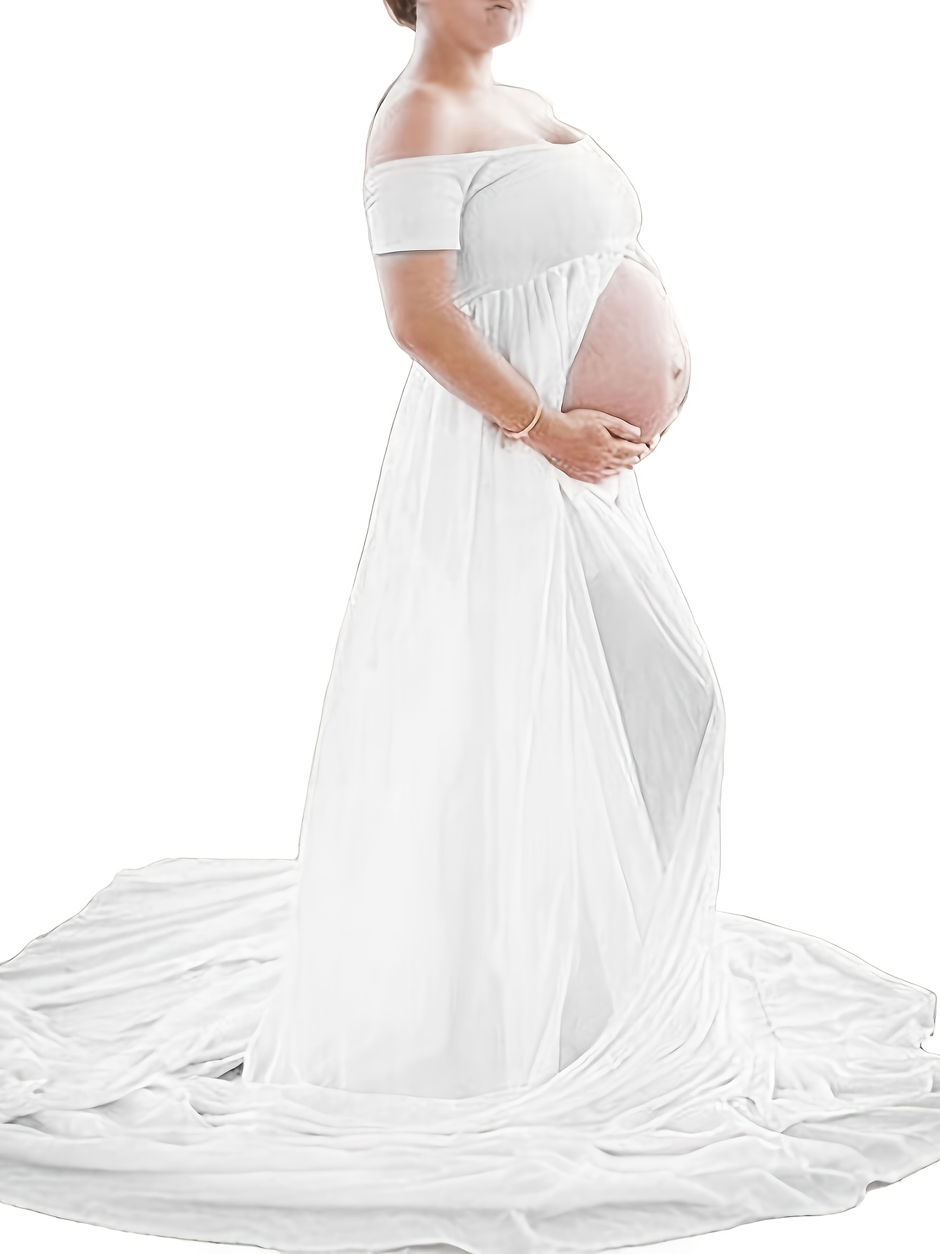 long sleeve boho white maxi dress Maternity Pearl Dress #7016