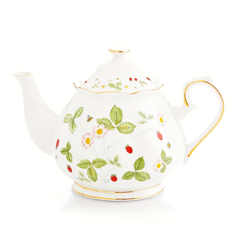 Wild Strawberry Ceramic Sugar Pot + Milk Jug Set / Large Pot, Coffee Cup & Saucer Set with Three Different Styles to Choose From - Perfect for Afternoon Tea, Coffee, Juice, Weddings, Gifts, Birthdays, Christmas, Family, Restaurants, Banquets, Valentine's Day, Thanksgiving, and New Year Celebrations