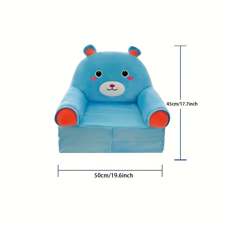 creative foldable kids sofa compressible plush bear monkey   brown with red heart accents portable for living room nursery or play area nursery furniture   design comfortable cushioning