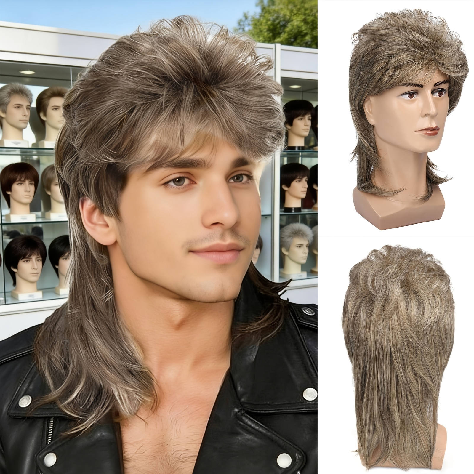 TEMU Mullet Wigs For Men 70s & 80s Costumes Party Synthetic Wigs Cosplay Wigs Heat Resistant Fiber For Daily Party Use And Halloween (brown)