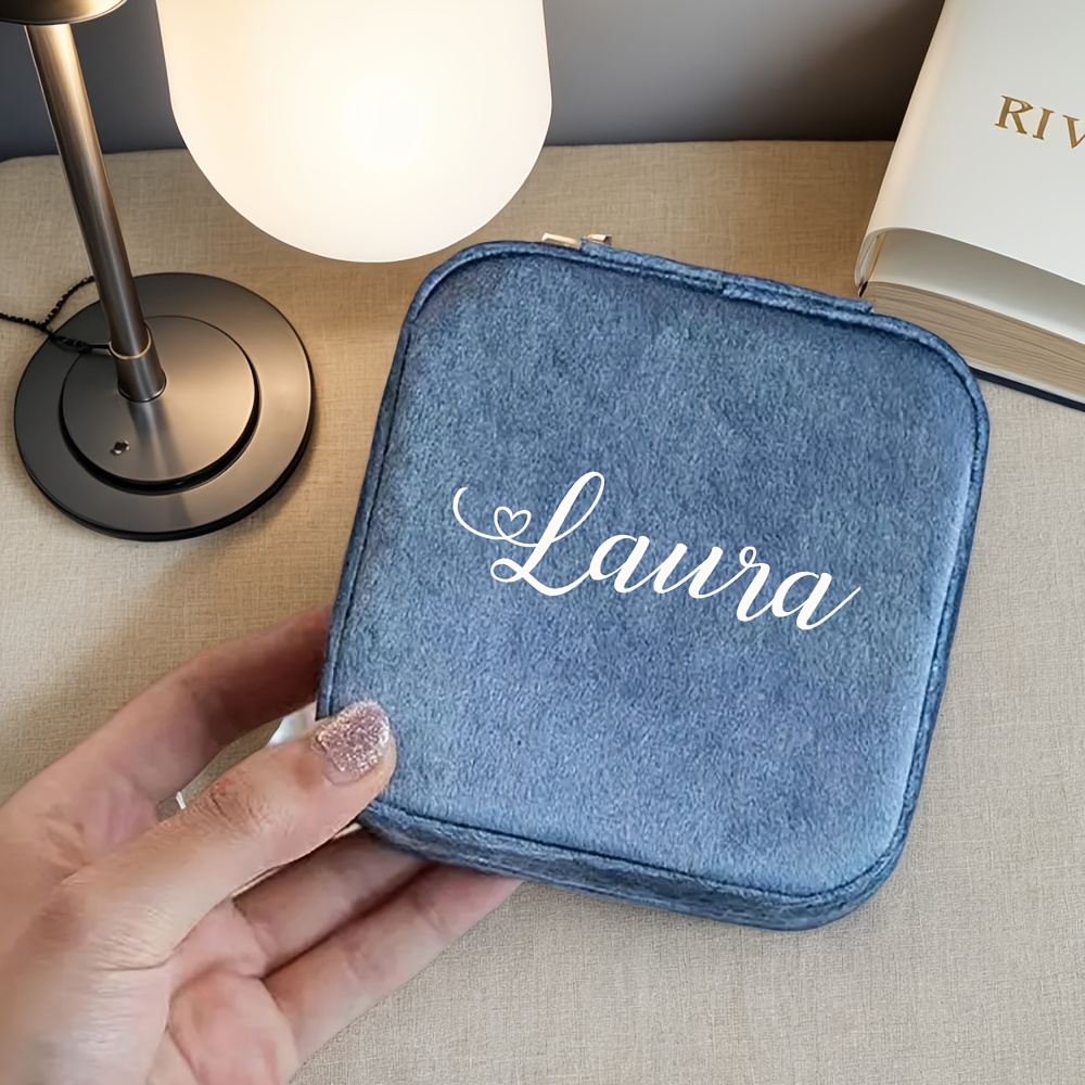 Personalized Velvet Jewelry Box with Mirror