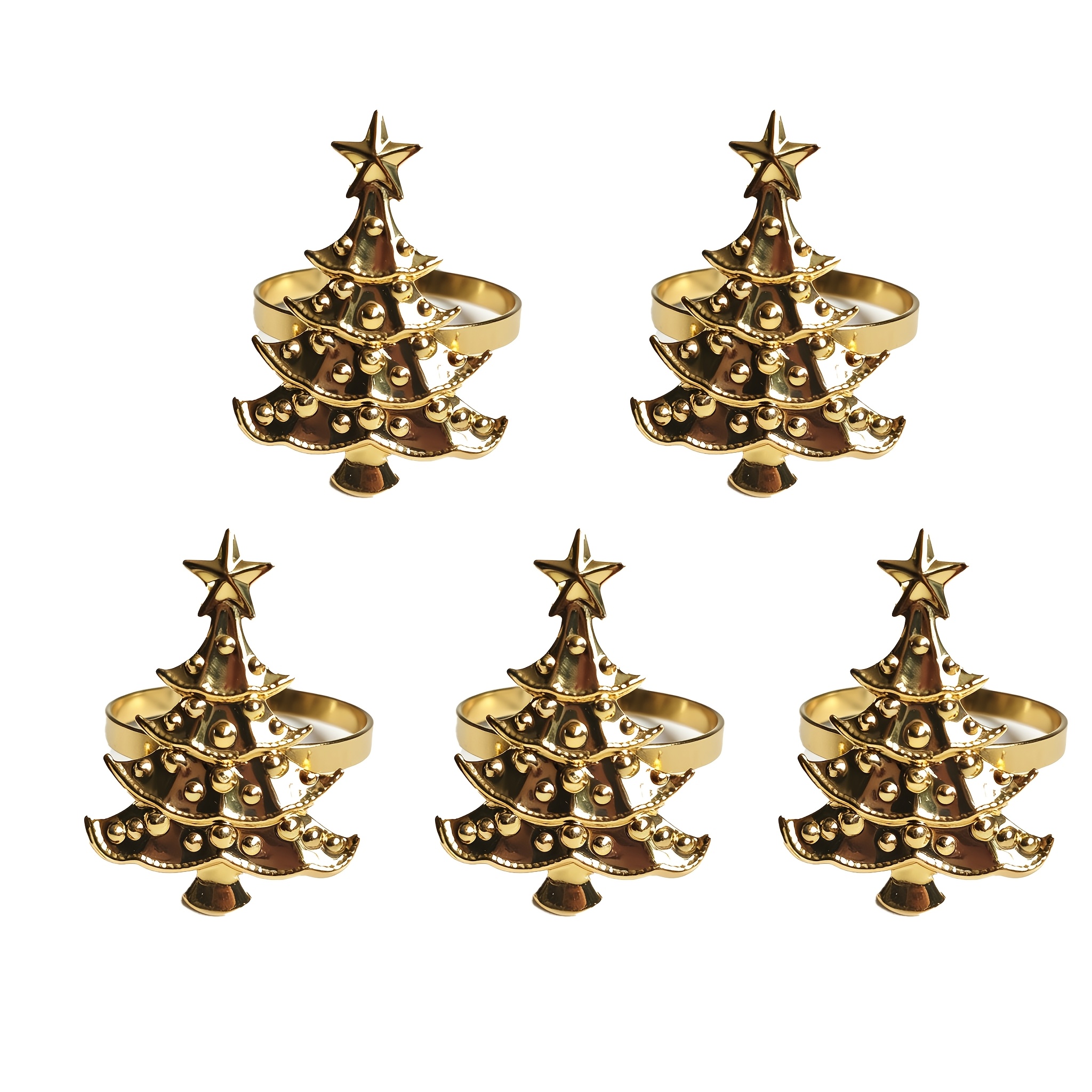 TEMU 5pcs Anneaux de Serviette Noël, Décoration de Table Élégante, Ornements d'Arbre de Noël, Décoration de Table de Cuisine Maison Noël, Fournitures