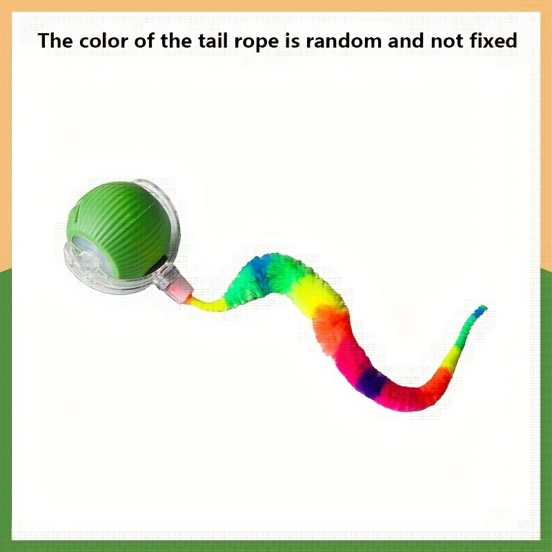Automatic Rolling Cat Ball Toy with LED Light and Colorful Tail