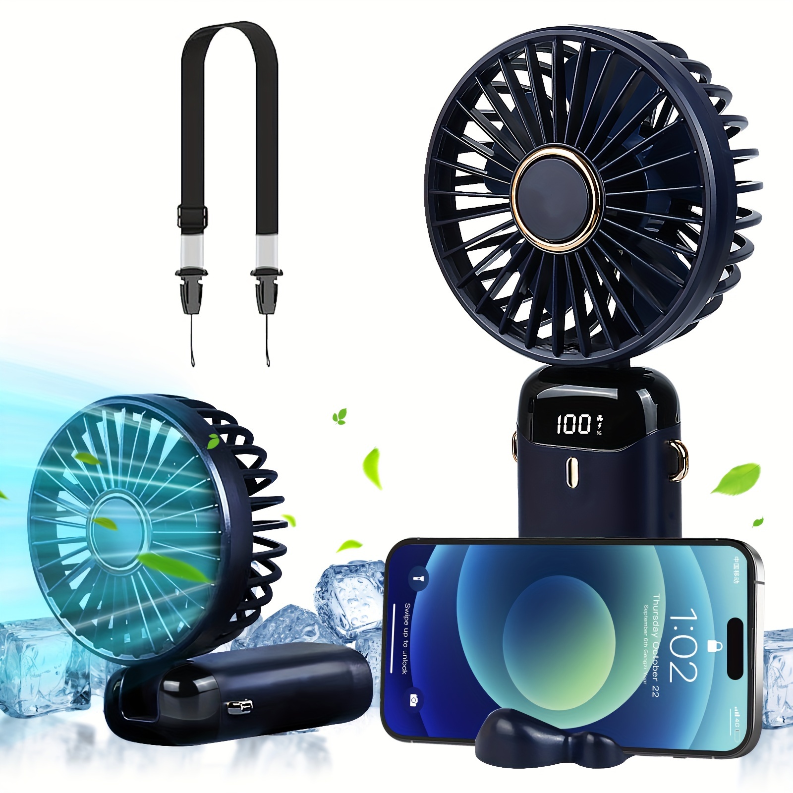 

Compact 5- Portable Mini Fan With Led Display, Usb Rechargeable Lithium Battery, Foldable Design, Button Control - Ideal For Home, Office, Outdoor Use, Rechargeable Portable Fan