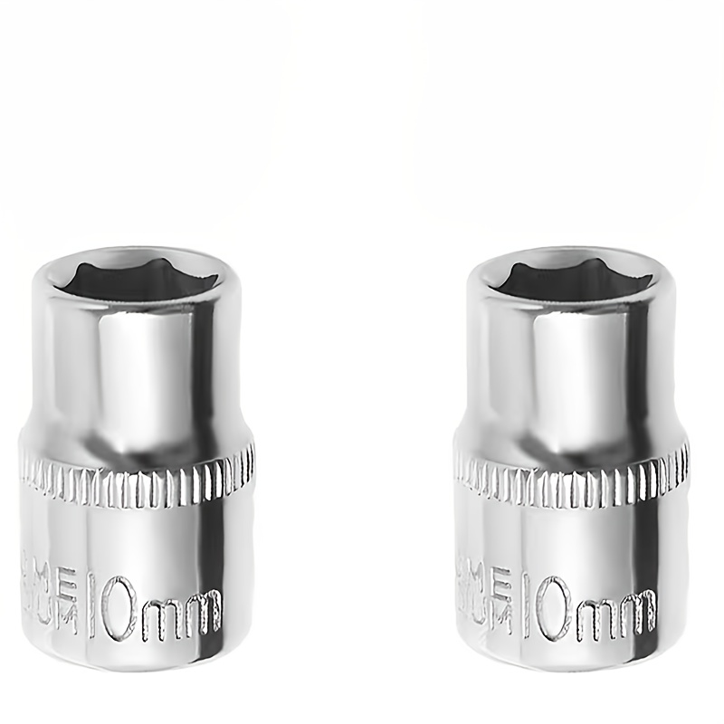 TEMU 2pcs 1/4" Drive 10mm Socket Set, Shallow, , Steel, 6-point