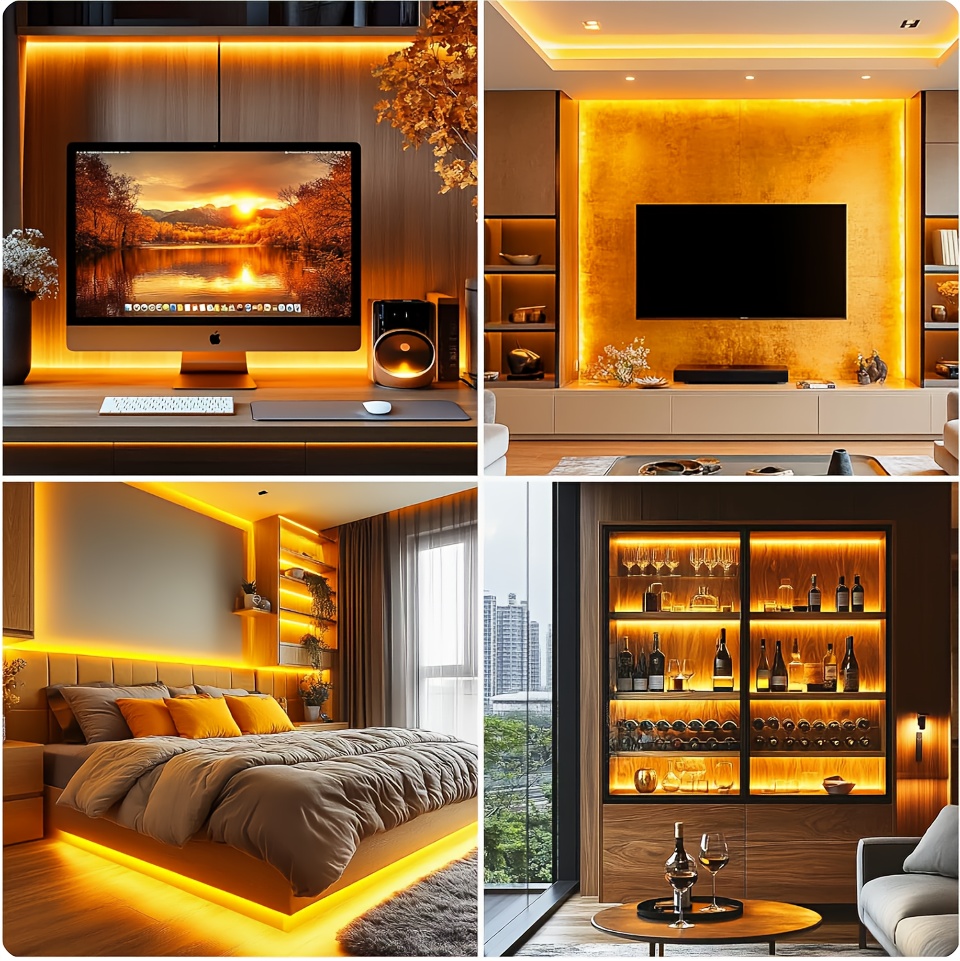 Tira de luz LED de neón inteligente con control táctil, blanco cálido/blanco, 100.0 cm/200.0 cm/299.97 cm/5.0 metros, alimentación por USB, regulable, para bricolaje, flexible y cortable, apta para uso interior/exterior, espejos, televisores, computadoras, armarios, escaleras, decoraciones de fiesta