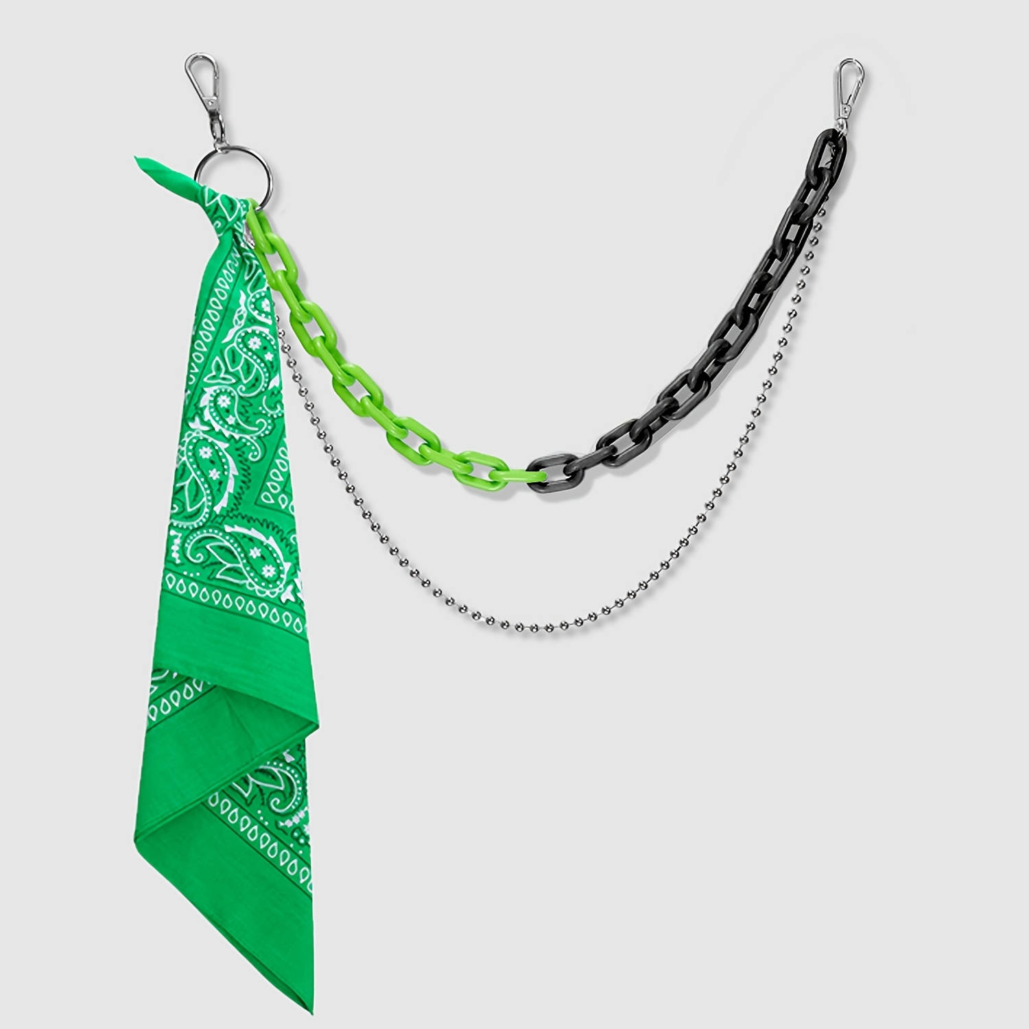 TEMU 2pcs Set Of Hip-hop Pants Additions Chain Acrylic Chain And Square Scarf Bandana Stage Performance Jewelry Street Style Pants Chain