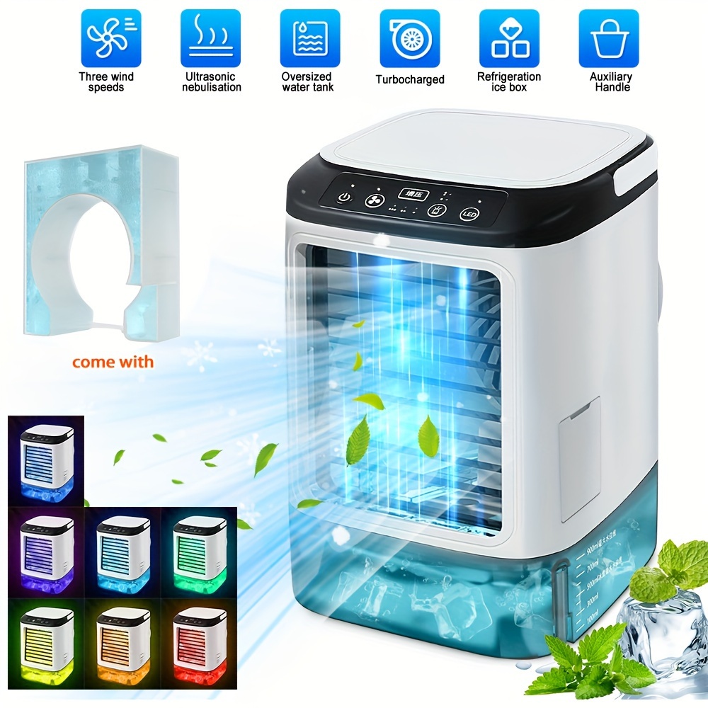 

Portable Air Conditioners, 900ml Evaporative Mini Air Conditioner With 3 Speeds, 7 Colors Light Personal Air Conditioner, Portable Ac Air Cooler For Room Bedroom Office Desk