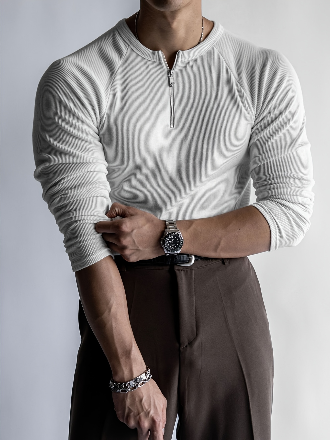 mens fit half zip shirt long sleeve - Temu Qatar
