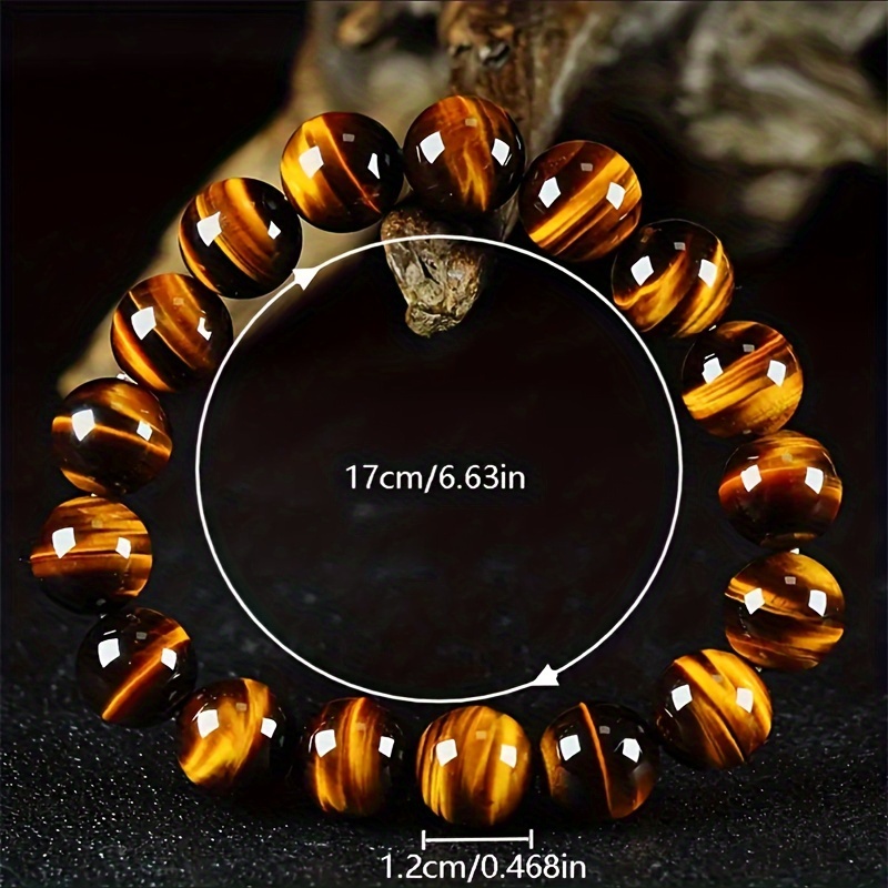 TEMU 1pc Natural Stone Stone Bracelet, Tiger Eye Stone Bracelet For Men And Women, Jewelry