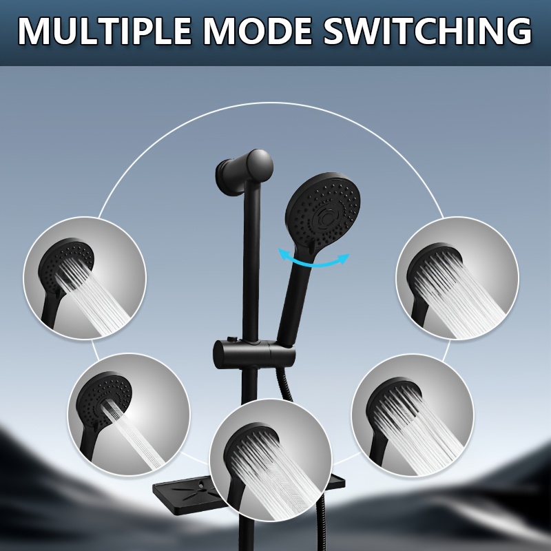 Stainless Steel Lifting Shower Set with 5-Function Hand-Held Shower