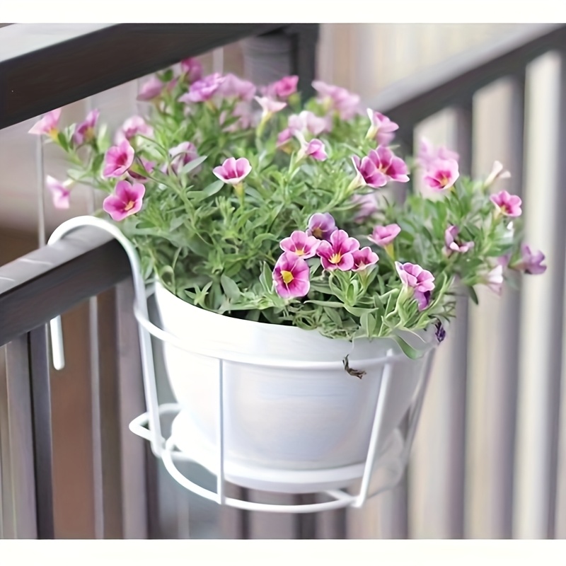 1 Pc Vaso da Fiori Sospeso in Ferro Battuto Gancio per Fioriera Portico Porta Fiori da Giardino Portafiori da Patio Ringhiera Arte Metallo Ferro da Stiro Vaso di Fiori Il