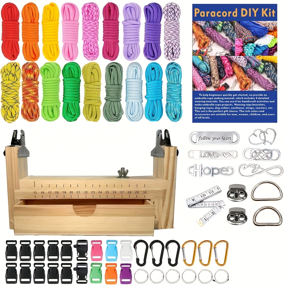 -core Rope Braiding Kit With Instructions - Diy Bracelets, Keychains, Etc. - Durable Polyester Blend, Multicolor