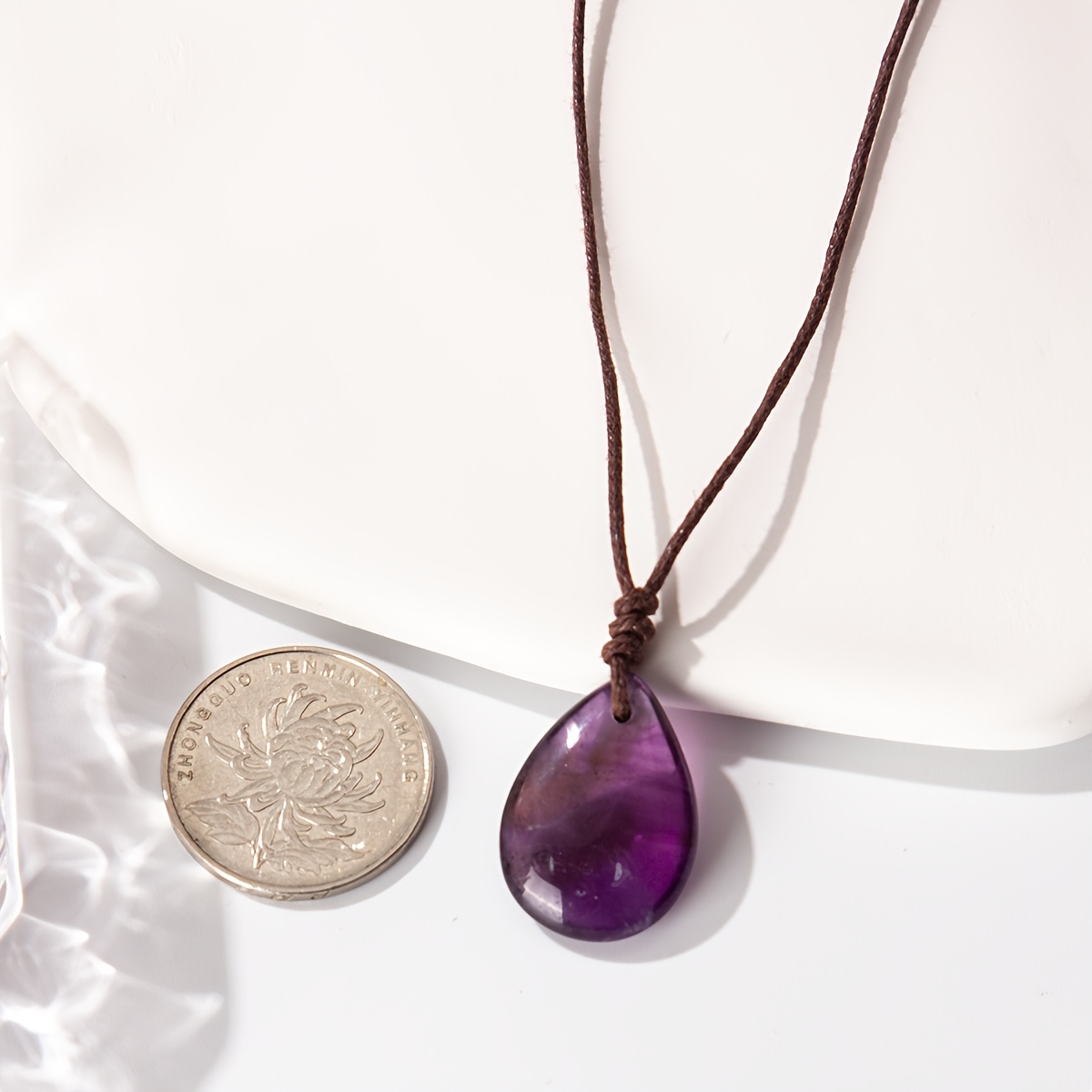 Natural Stone Amethyst & Lapis Lazuli Drop Pendant Necklace