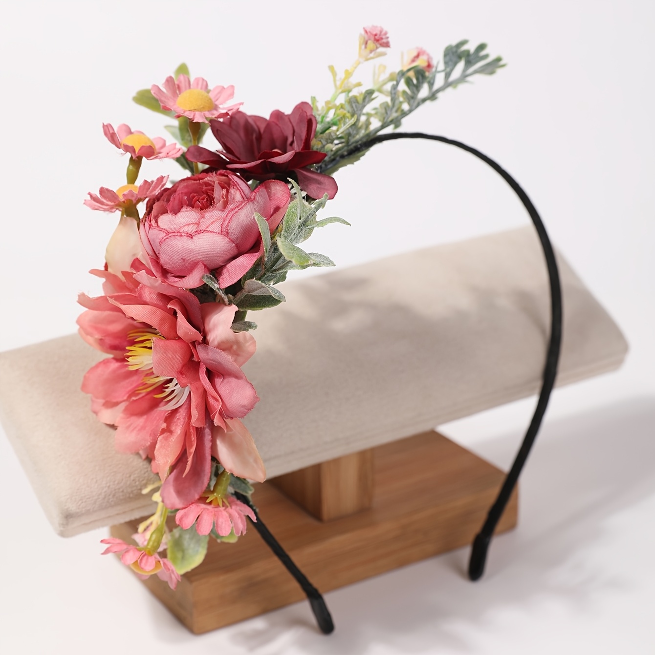 TEMU 1pc Summer Bohemian Artificial Flower Headband, Ultra-ethereal Forest-style Travel Photo Shoot Hair Accessory For Women's Dress-up And Headwear