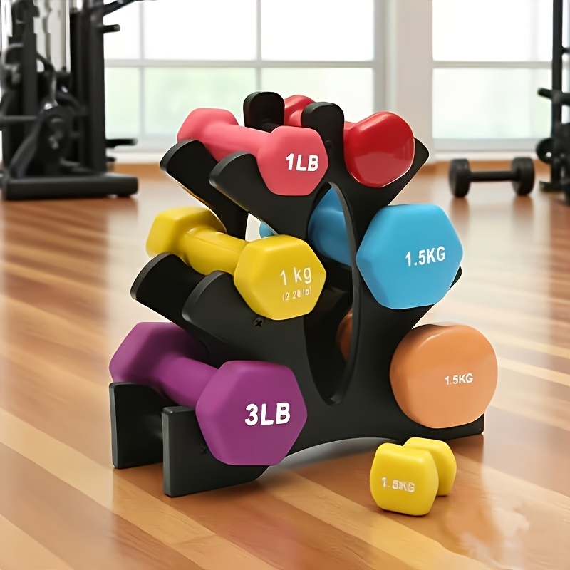 TEMU 1 Black Three-tier Dumbbell Rack, -saving Gym And Home Weight Rack For Strength Training, Fitness, Bodybuilding, And Hand Exercise Equipment.