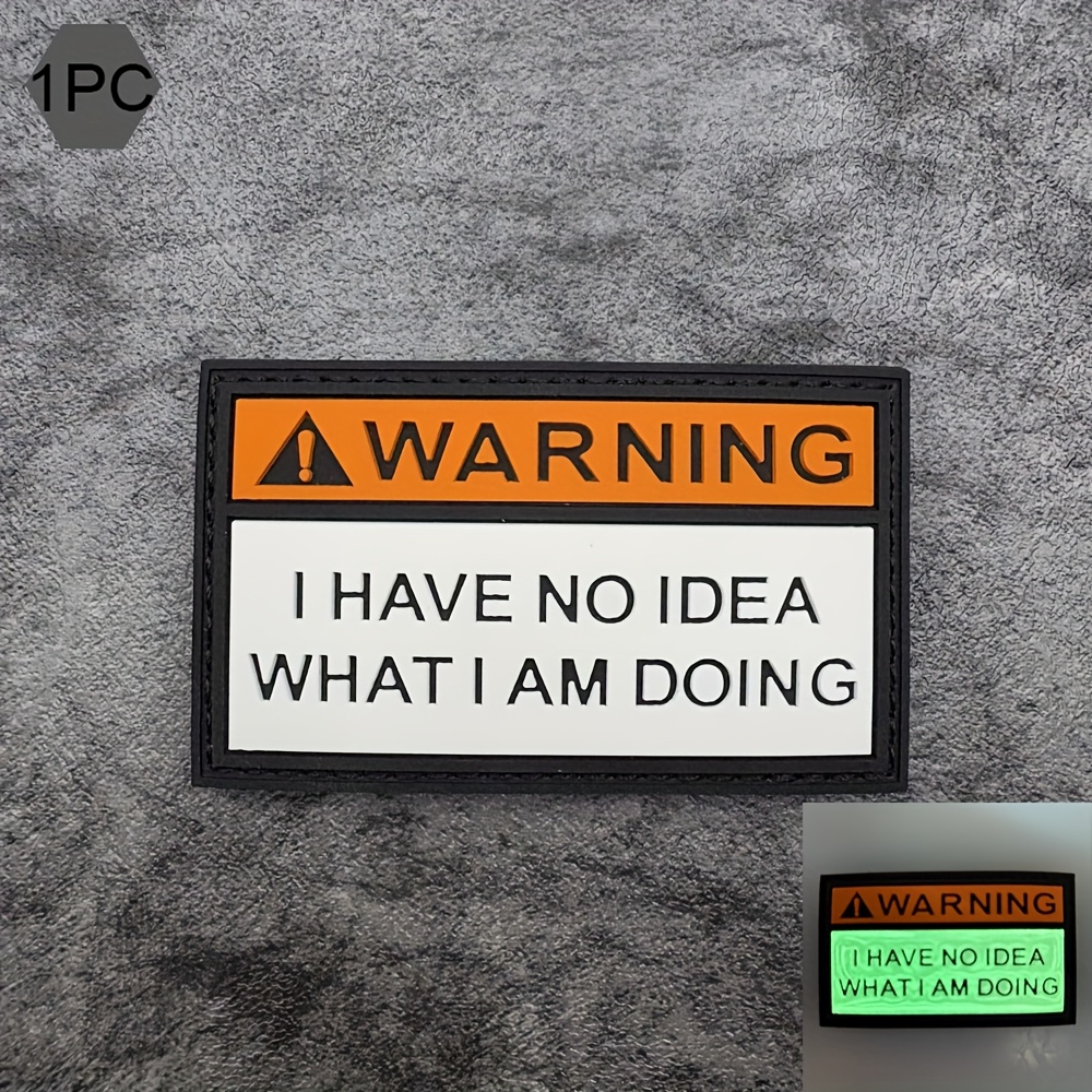 Image of 1pc Black Border Two-color Warning Pattern 3d Pvc Material Patch Badge, -the-dark Effect, Backing, Suitable For Bags, Backpacks, Vests And Clothing Decoration Embroidery Patches