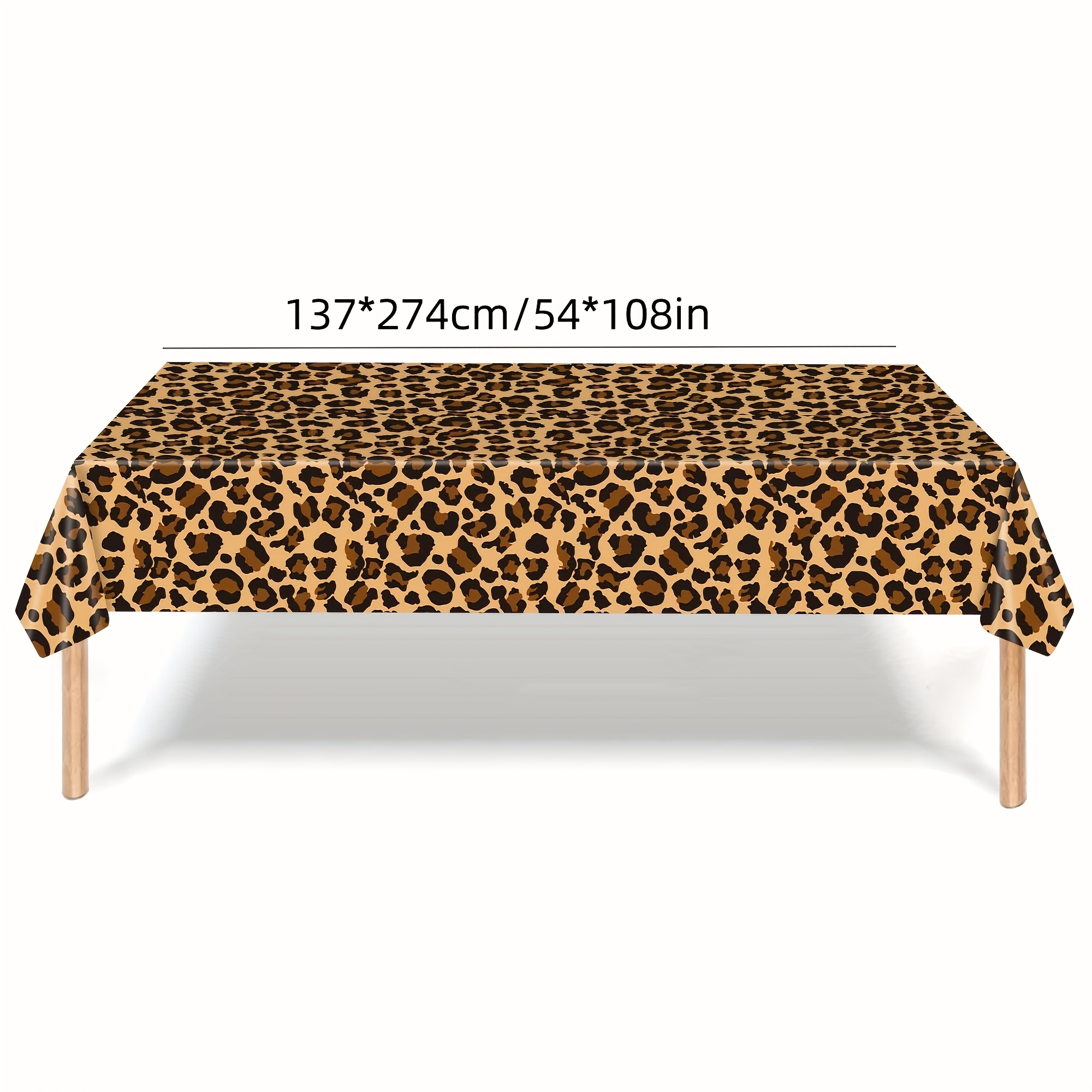 TEMU 1 Printed Tablecloth - Plastic Leopard Pattern Tablecloth, Rectangular Brown Tablecloth, Used For Jungle Animal Leopard Pattern Birthday Party