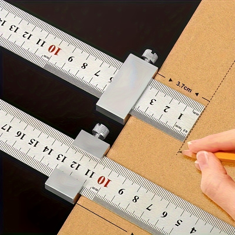 

Precision Carbon Steel Woodworking Square Set With Aluminum Alloy Locator - Easy-to-use, Accurate Measurement Tool