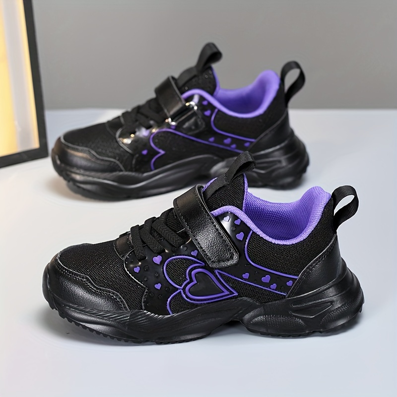 2024 Women'S Black & Purple Sneakers - Stylish Low Top Casual Shoes with Adjustable Straps, All-Season Comfort, Rubber Sole, Casual Footwear | Trendy Sneakers | Strap Shoes