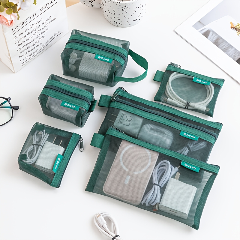 TEMU 6pcs Transparent Mesh Mini Zipper Coin Purse Suitable For Travel, Portable Coin Bag With Mini Zipper Closure, Holder For Cards, Keys, , Mesh