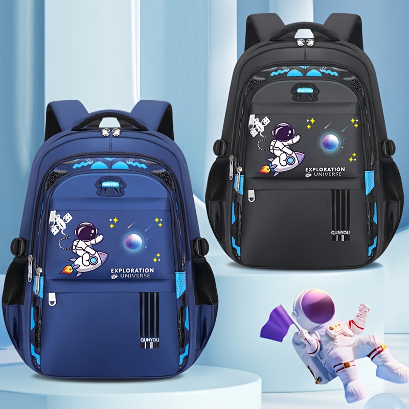 

Kids Cartoon Astronaut Print Backpack, Waterproof Spacious Cute Style Large Capacity School Bag, For Boys Girls