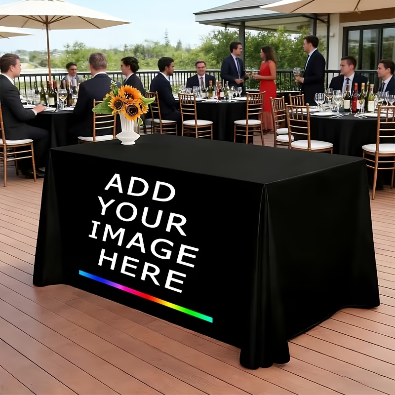 TEMU 1pc Custom Polyester Tablecloth - Machine-made Durable Rectangular Table Cover, Suitable For Business, Kitchen, Restaurant, Wedding, Birthday