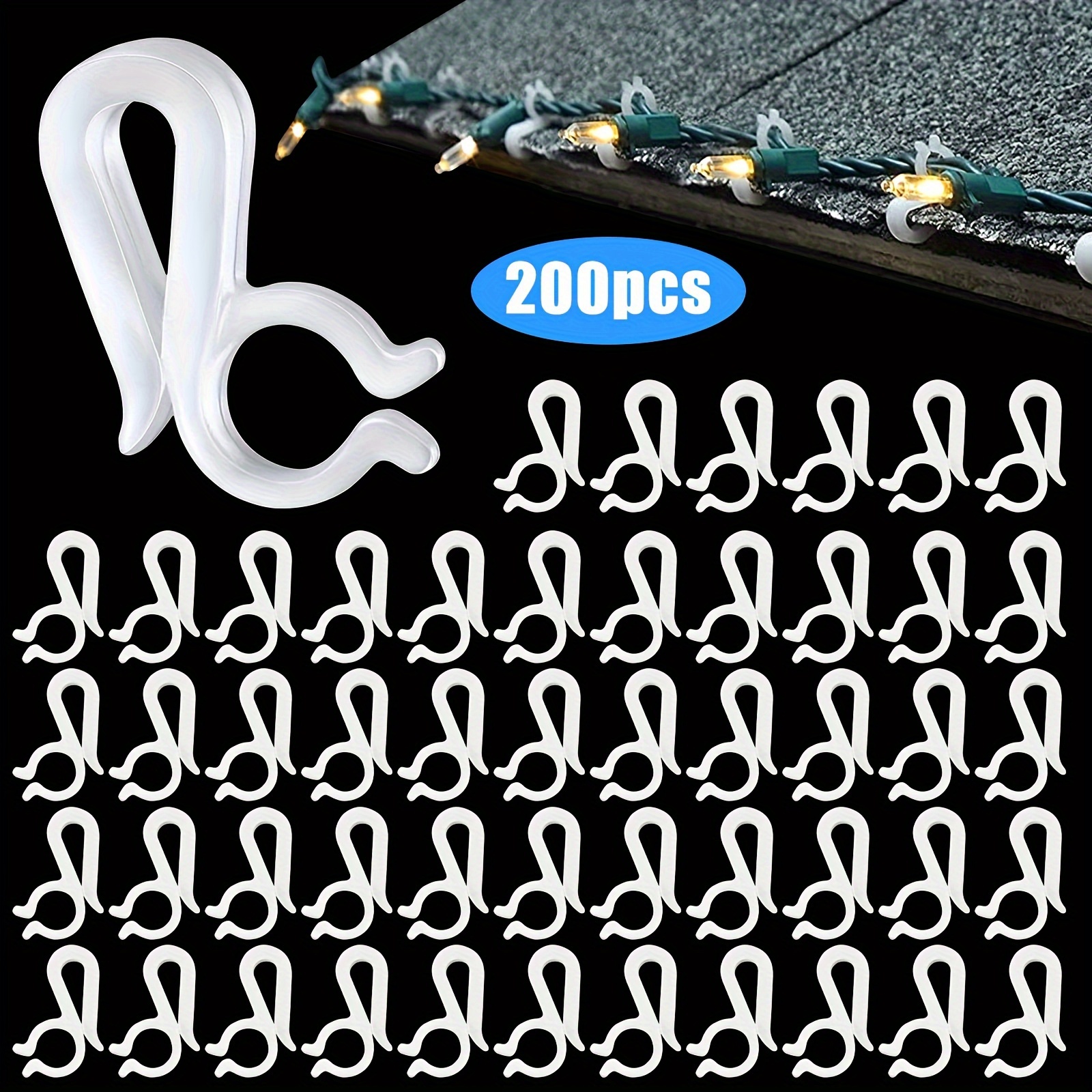 

200pcs Christmas Light Hooks, Holiday Light Clip, Weatherproof Outdoor String Light Clips For Scene Decor, Home Decor