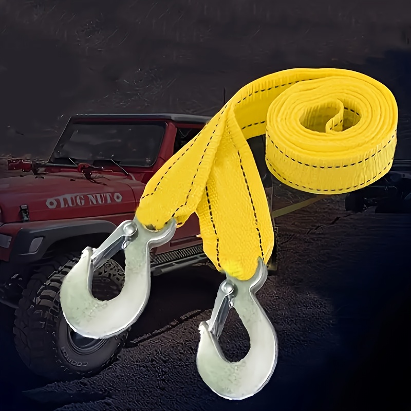 1pc sturdy 3 ton pulling rope vivid yellow tough nylon strap break strength of 122     storage bag and metal hook ideal for emergency vehicle recovery off road applications auto Product details 2
