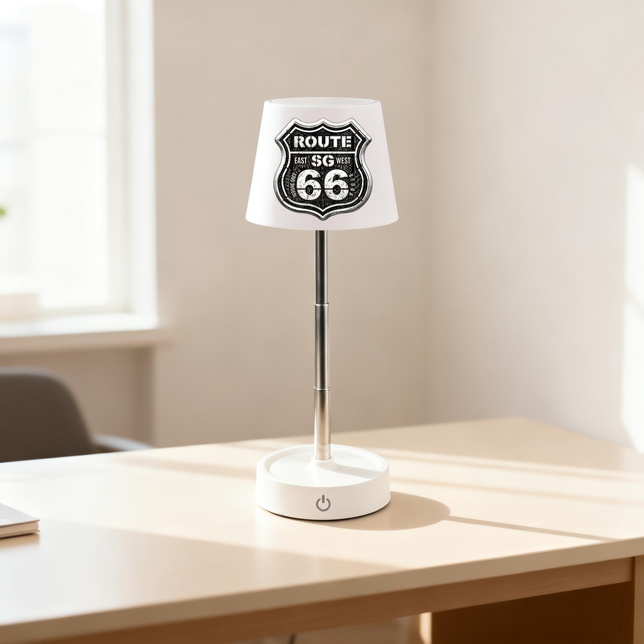 Vintage Route 66 Shield Sign Pattern Desk Lamp