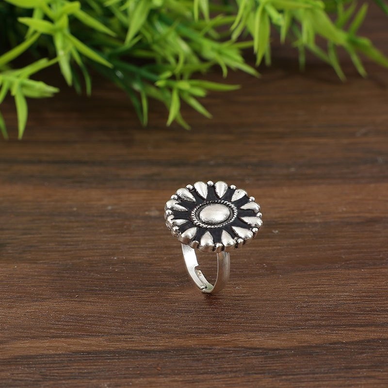 TEMU Anillo Ajustable Abierto de Estilo Bohemio Diseño de de Aceite y Flores