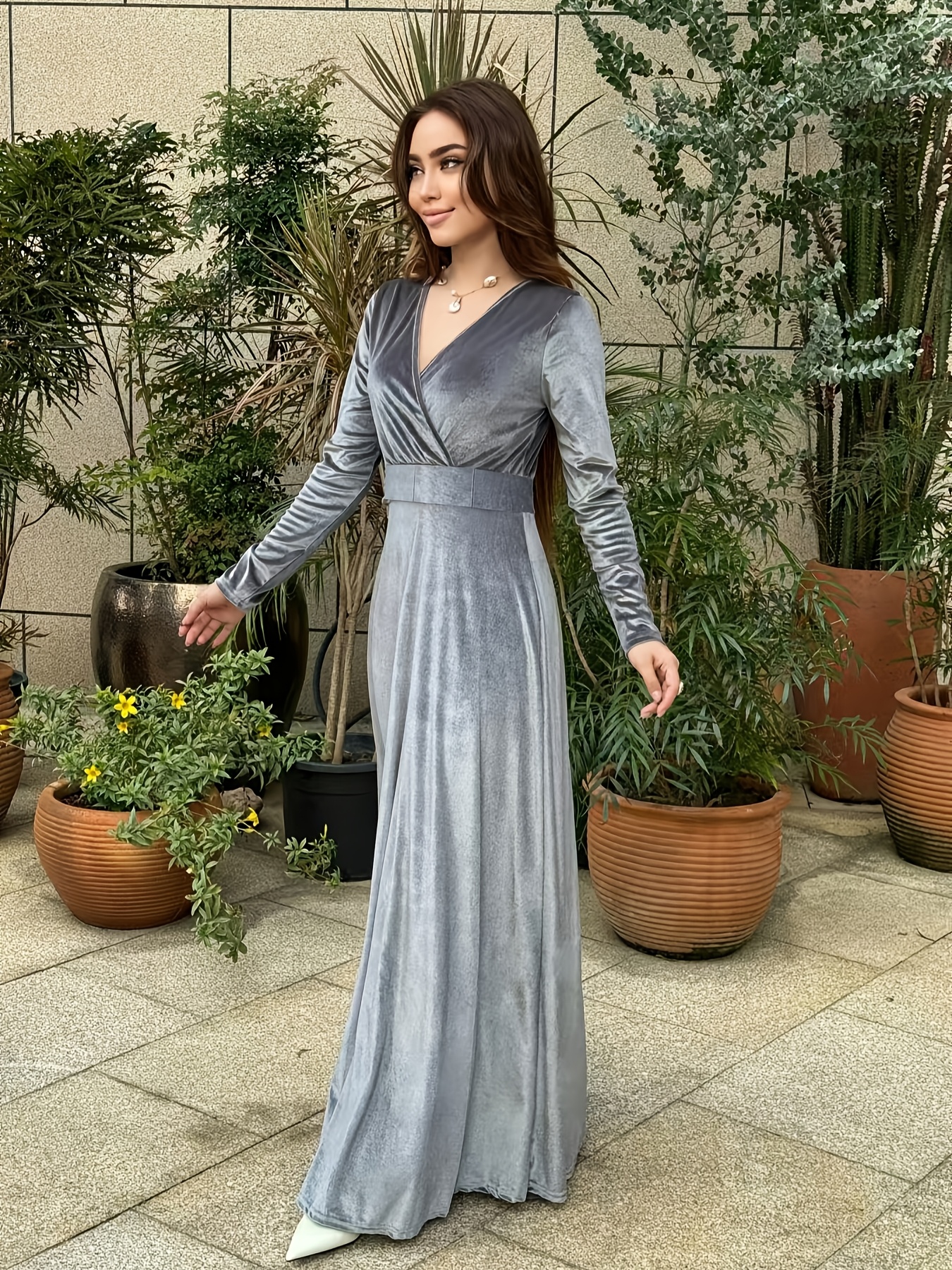 Maxi Jurk Zomerjurkjes Lange Mouw Pluche Jurk Dames Maxi Jurken