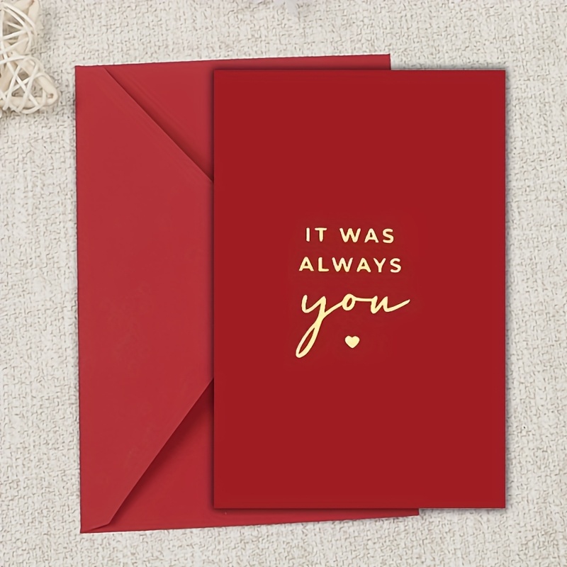 TEMU Elegante Grußkarte im Roten Stil | "Immer Du" Goldener Schriftzug | Wahl für Valentinstag, Geburtstage und Jubiläen | für Ehefrauen, Ehemänner,