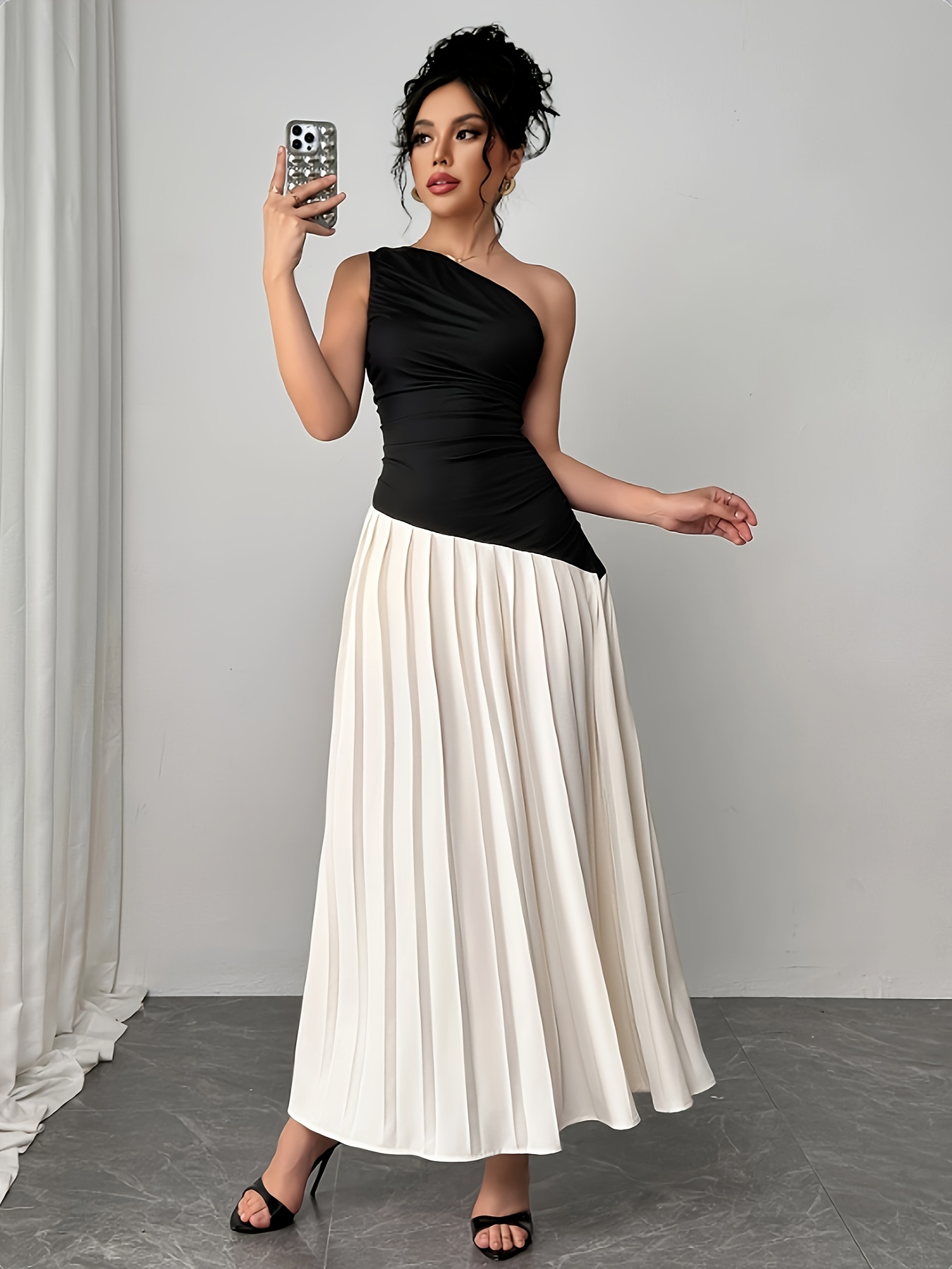 pleated white dress sold on Temu United States