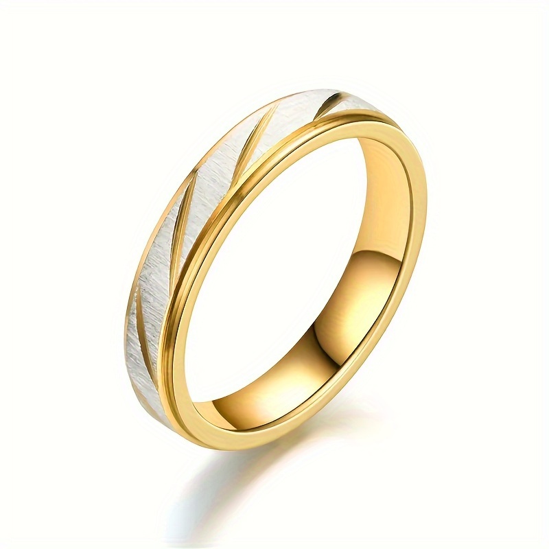 2pc Romantic Interlocking Band Rings Set, 14K Plated
