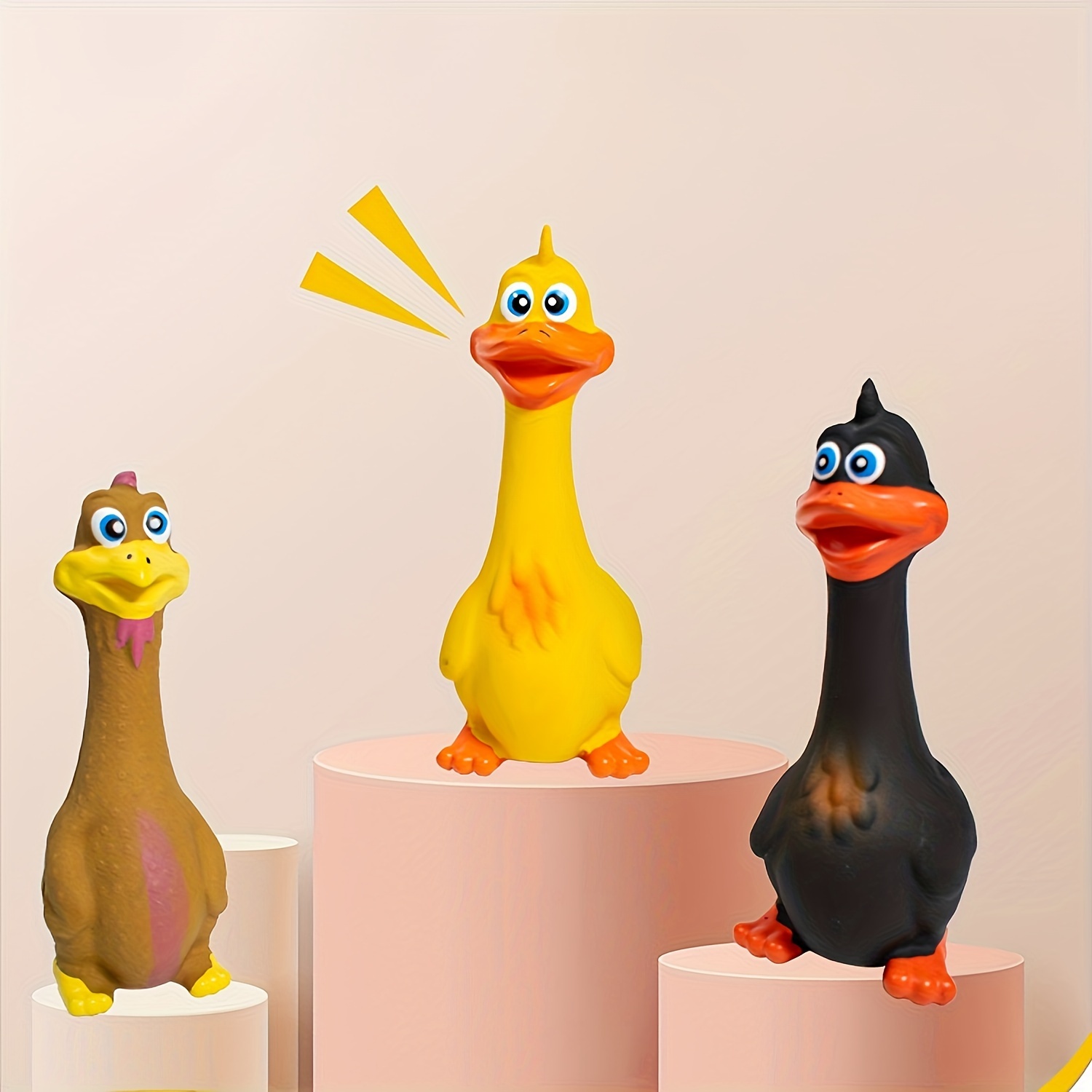 

3pcs, Barking Standing Chicken, Duck, Latex Sounding Bite Resistant Teething Dog Toys, Latex Toys, Big Mouth Duck Toys