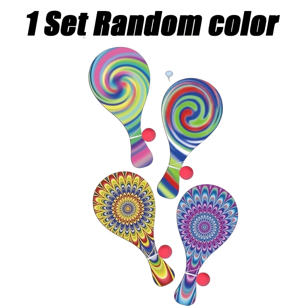 E-shop Set aus Vintage-Paddelschlägern, Krocket-Schlägern, Partyspiel-Schlägern – im psychedelischen Stil | Geeignet für Strand-/Picknick-Vergnügen