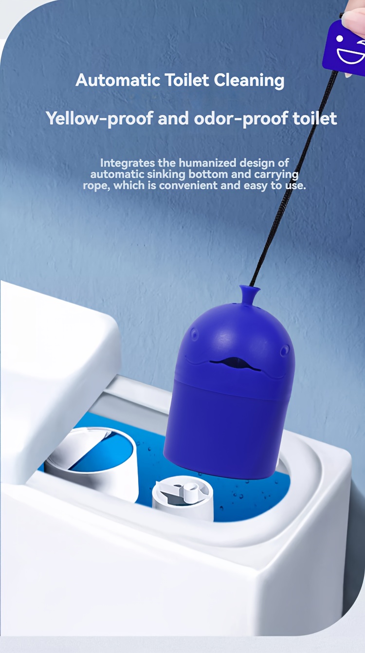 Whale-shaped Automatic Toilet Cleaner Gel with Rope Handle and Slow-release Tech for Auto-cleaning and Freshness, for Home Bathroom Use