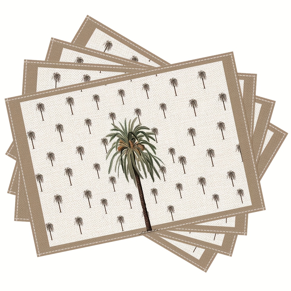 TEMU Linge de maison en lin 1/2/4/7 pièces, couverts printemps-été, chemin de table, set de table et coussin de , repas d'été au , parfait pour les