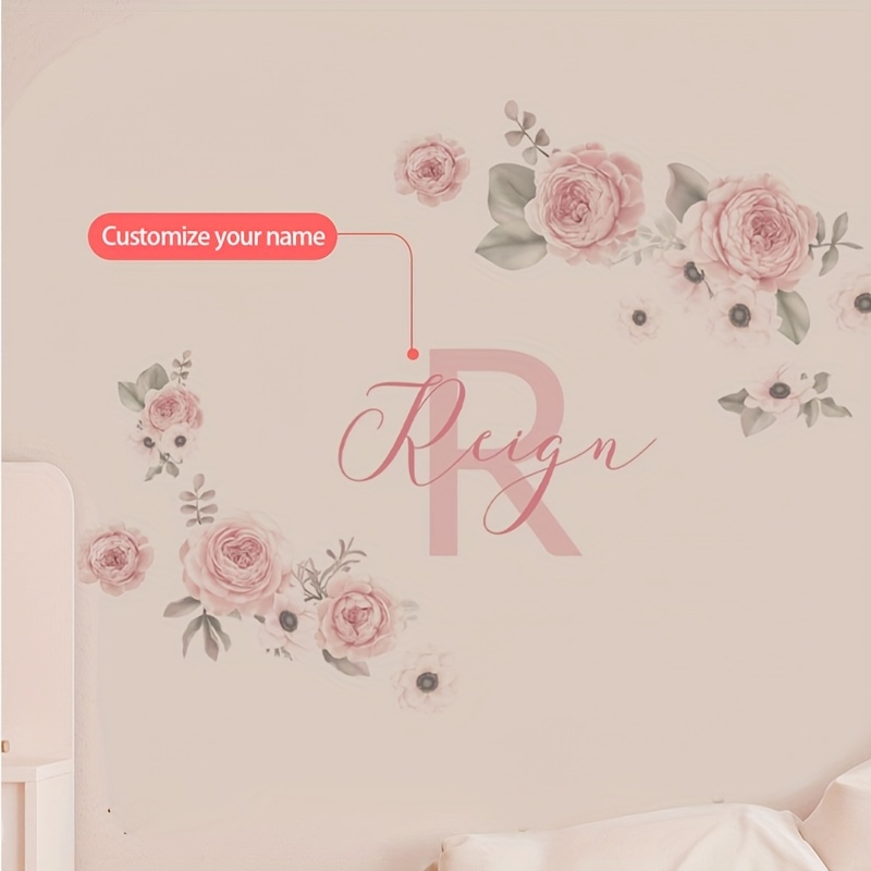 Image of Self-adhesive Removable Pvc Wall Stickers Suitable For Walls - Floral & Letter Decals With Roses, Words, , Residue-free Removal, Removable Wallpaper For Bedroom,,, Office Decor
