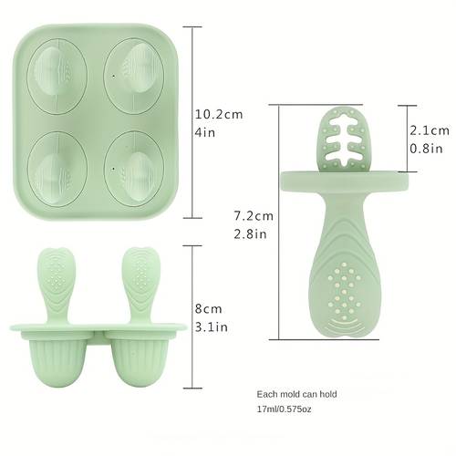4-Cavity Popsicle Mold with Wands - 4-Cavity Freezer Tray for Breast Milk, Formula, Smoothies - Feeding Essentials, - Popsicles for