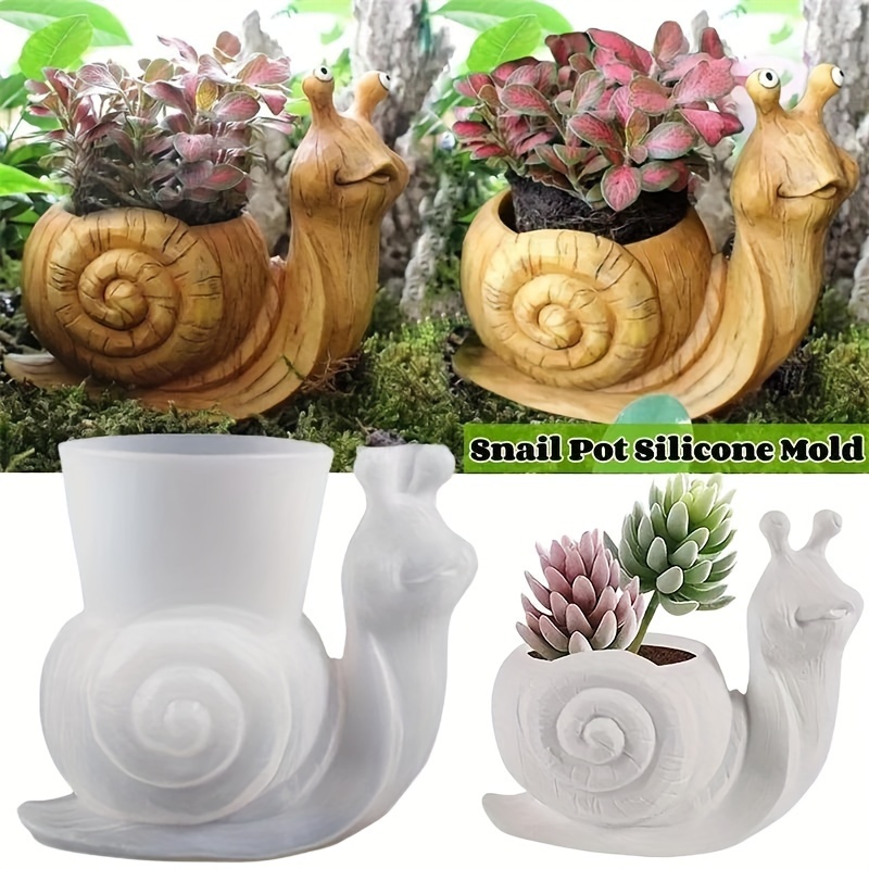 

1pc Snail Silicone Mold Garden Potting Box Office Succulent Plant Ornament Snail Pendulum Storage Box Diy Resin Plaster 3d Three-dimensional Flower Potting Silicone Mold