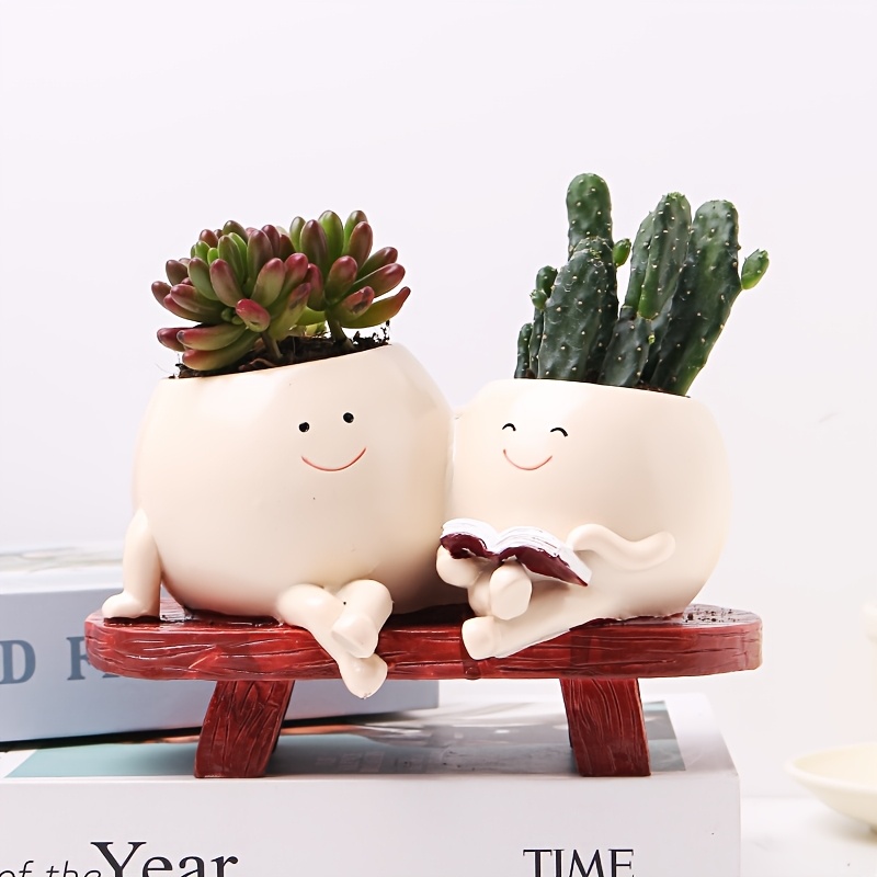 

Room Decor Resin Plant Pot With Swing, Creative Happy Planter For Succulents And , Outdoor Garden Decorative