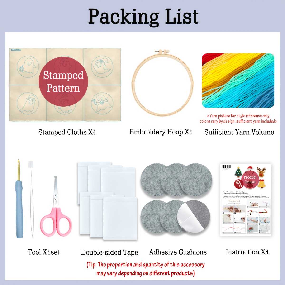 6pcs Round Coaster Thread-through Embroidery Kit for Beginners
