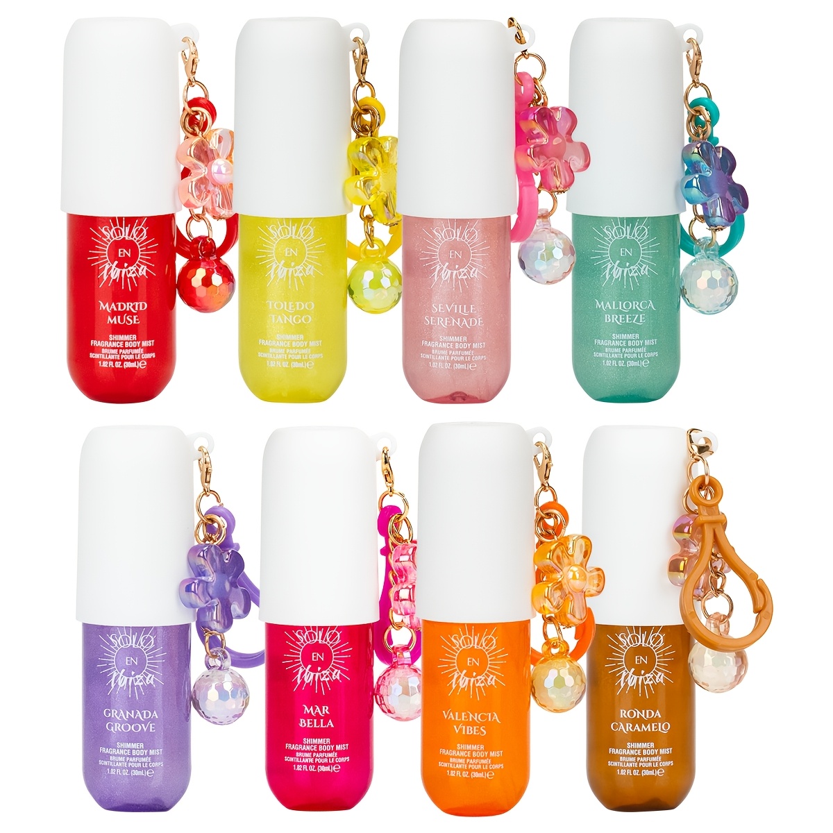 TEMU 8pcs Of Fragrance Body Mist With Shimmer, 8 Flavors Each, Easy To Pack. Perfume For Dates, Parties, And Gift