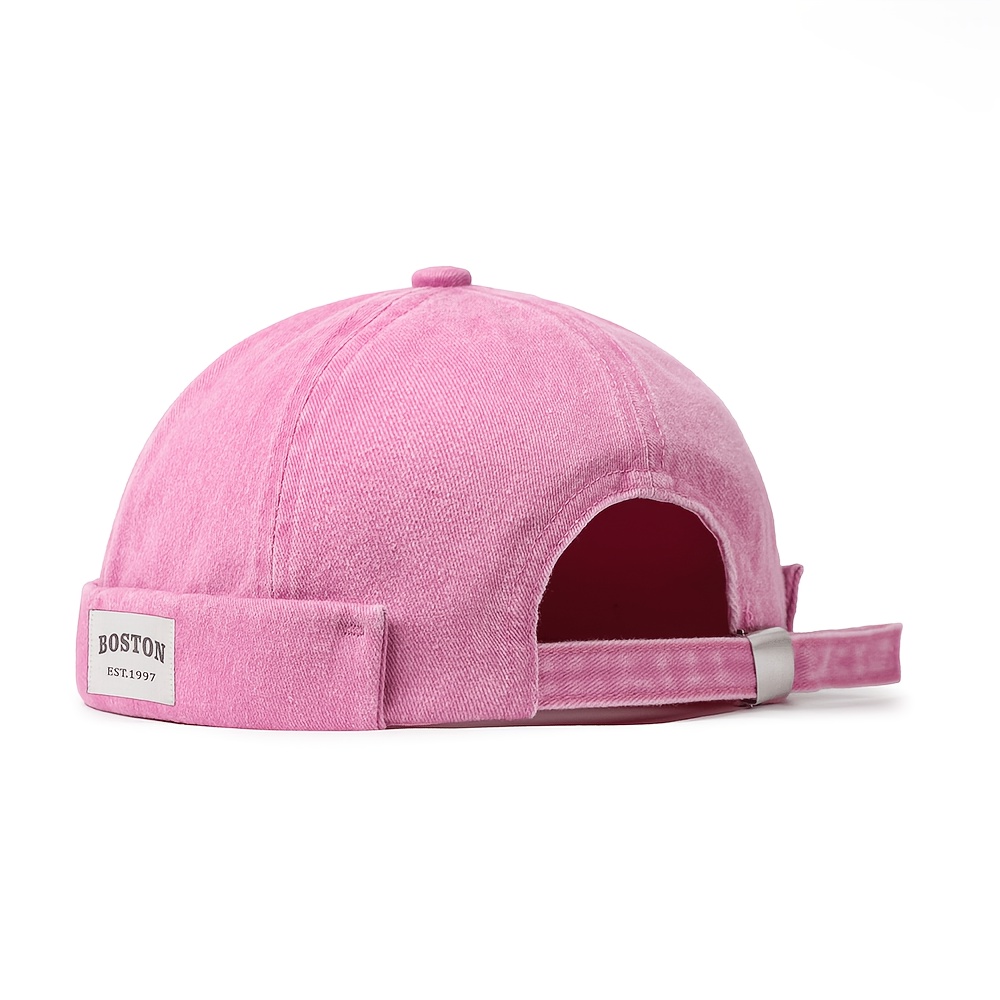 E-shop 1 Stück Damen Vintage Docker Hut mit "BOSTON 1997" Aufnäher, im gewaschenen Vintage-Look, verstellbare Schnalle hinten, weich und bequem, ideal