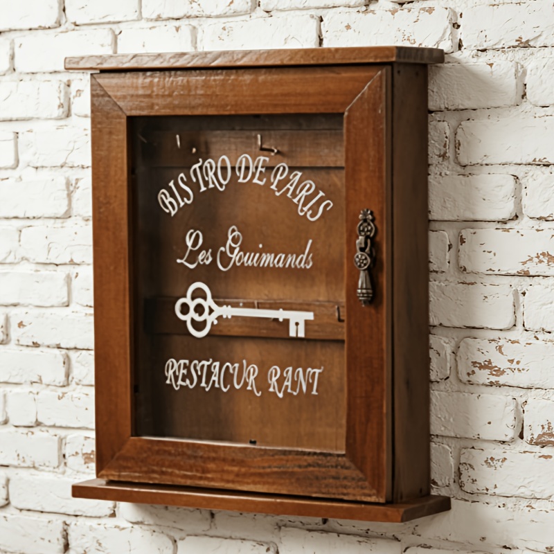 TEMU Vintage-style Wooden Wall-mounted Key Storage Box Is A Practical 2-in- For Hallway Organization And Wall Decor