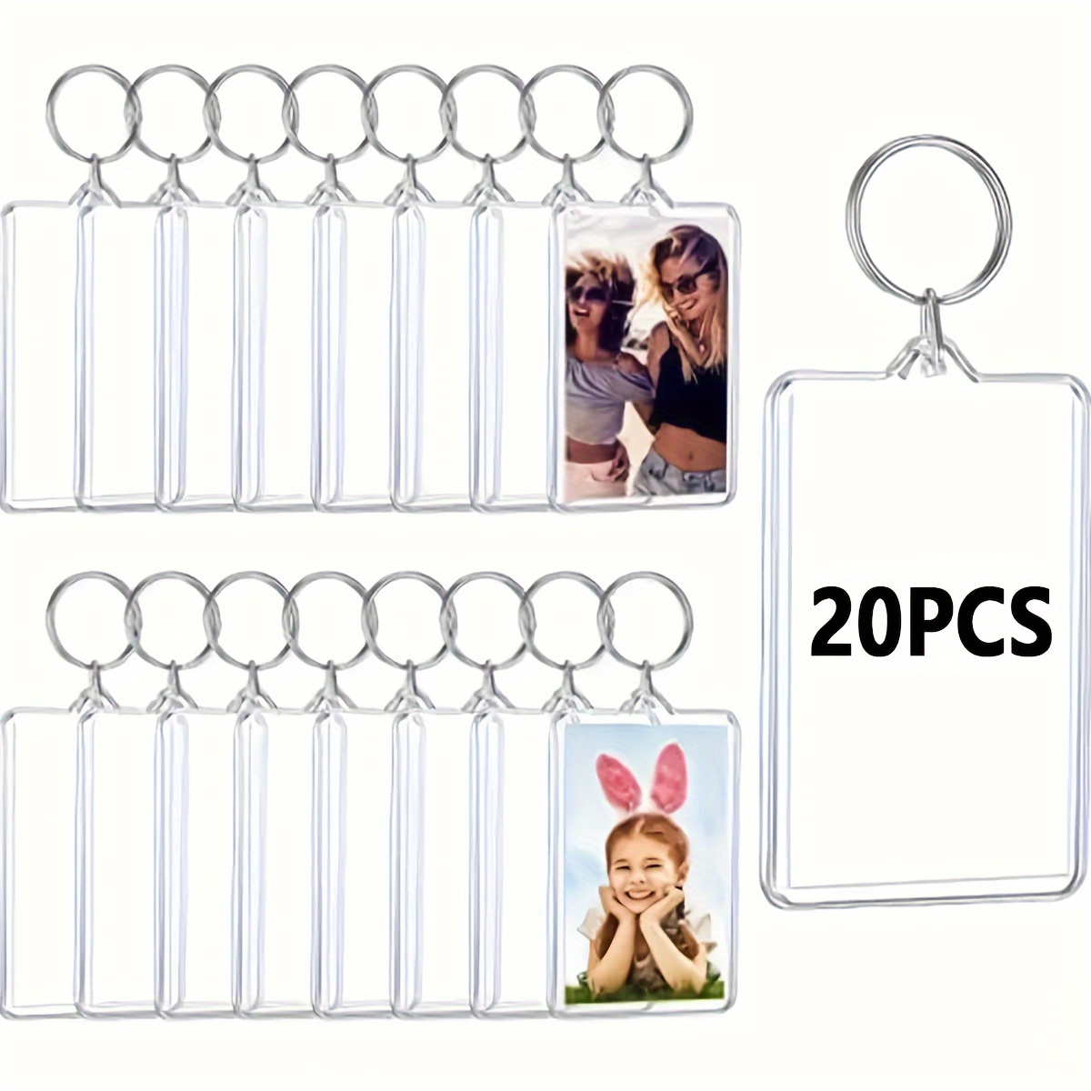 20pcs acrylic photo frame keychain large head photo insert Temu