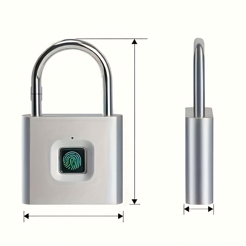 10-Huella digital Mini bloqueo inteligente de huella digital, recargable por USB, cerradura de seguridad de acero resistente a la corrosión, entrada sin llave antirrobo, ajuste universal para maletas de equipaje, negro