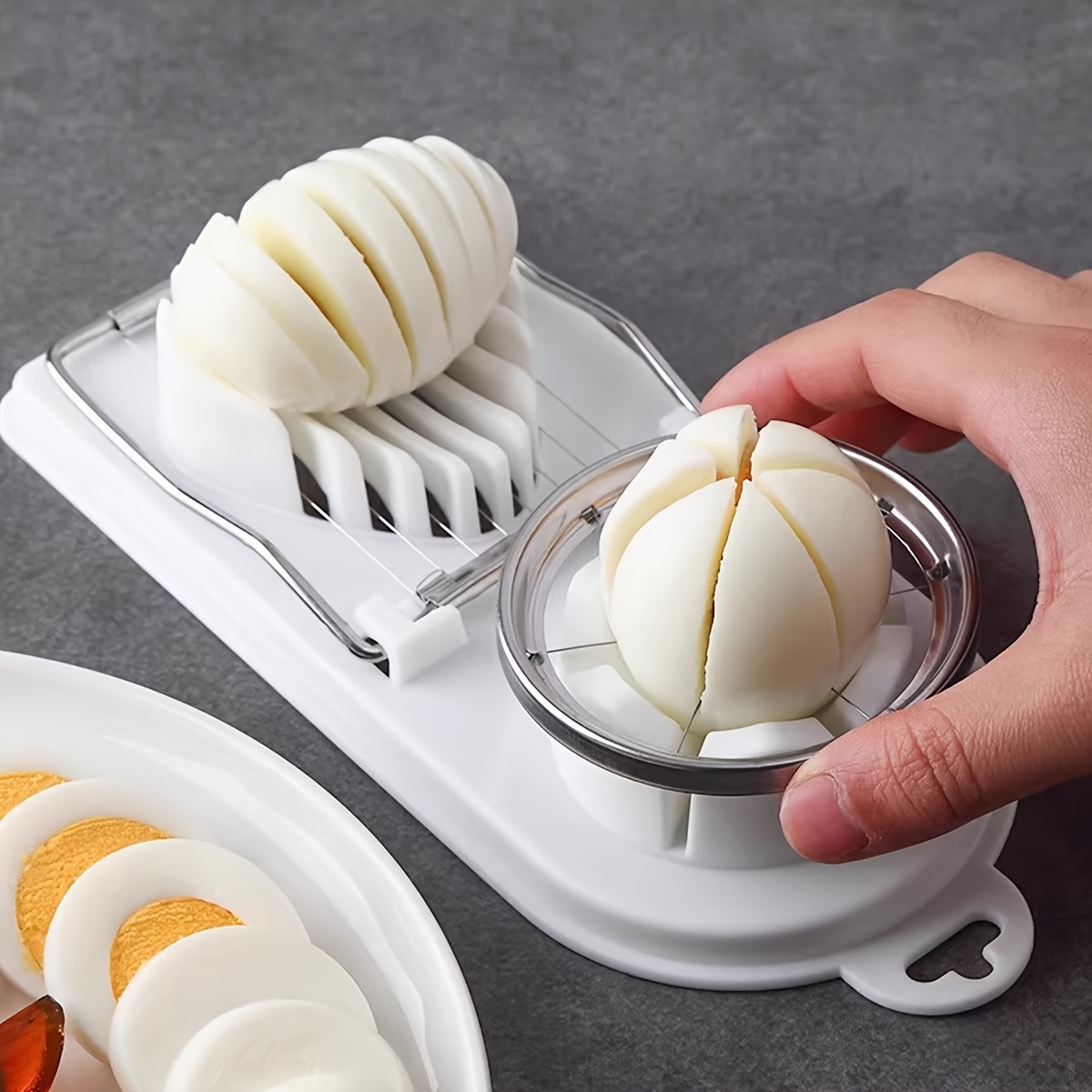 1pc stainless steel manual egg   multi functional for hard boiled eggs round blade uniform     tool for salads sandwiches breakfast prep egg slicer for hard boiled eggs salad preparation practical kitchenware sturdy construction sandwich prep     material cooking enthusiasts